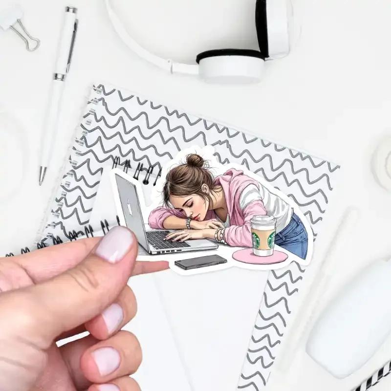 Samolepka do diáře Jarní únava na Home Office, když už ani káva nepomáhá.