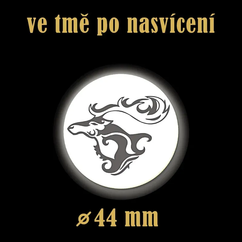 Reflexní odznak Jelen 44 mm – bezpečnostní placka pro zvýšení viditelnosti.
