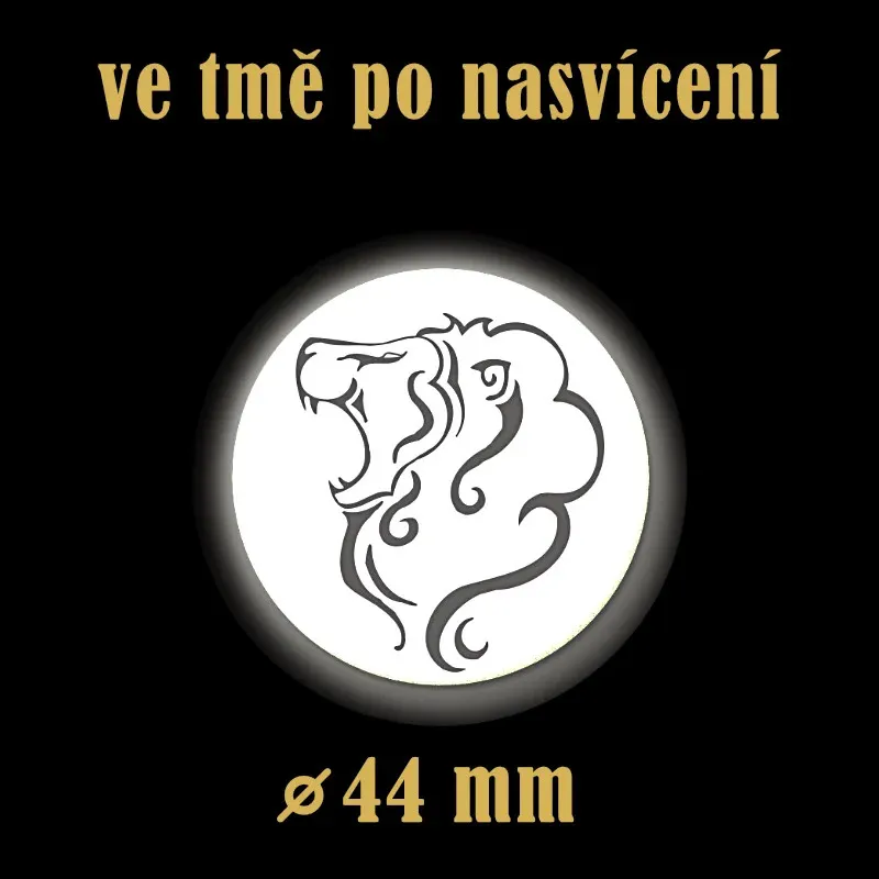 Reflexní odznak Lev 44 mm – bezpečnostní placka pro zvýšení viditelnosti. Buďte vidět.