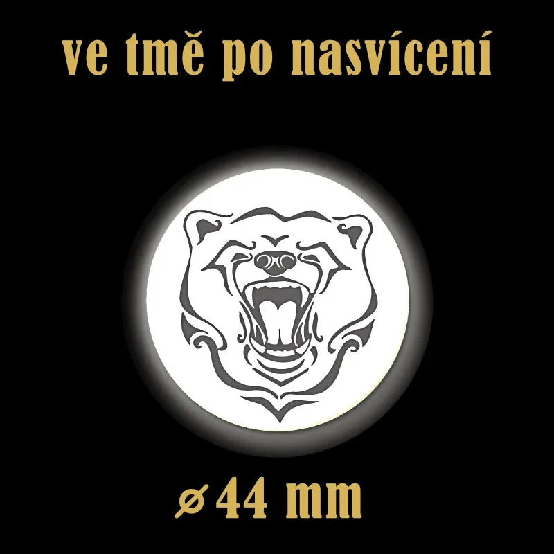 Reflexní odznak Medvěd 44 mm – buďte vidět s bezpečnostní plackou.