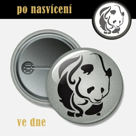 Reflexní odznak Panda 44 mm – bezpečnostní placka pro děti i dospělé.