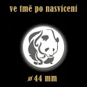 Reflexní odznak Panda 44 mm – bezpečnostní placka pro zvýšení viditelnosti v silničním provozu.