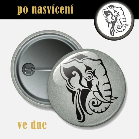 Reflexní odznak Slon 44 mm – bezpečnostní placka pro štěstí.