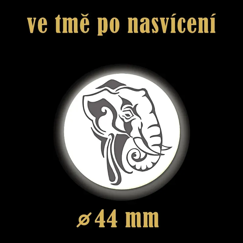 Reflexní odznak Slon 44 mm – buďte vidět za tmy a zhoršeného počasí.