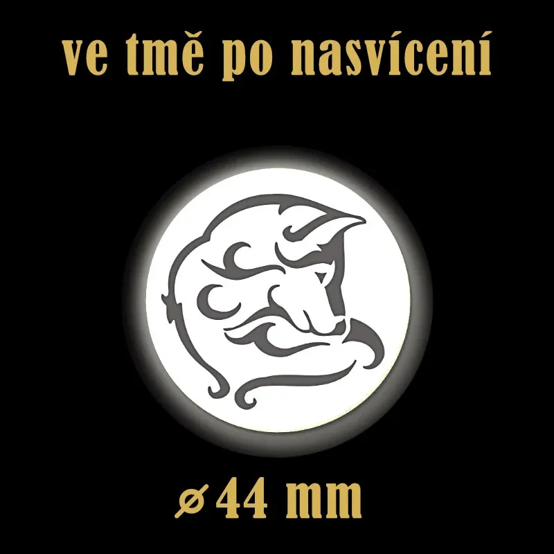 Reflexní odznak Vlk 44 mm – bezpečnostní placka pro zvýšení viditelnosti.