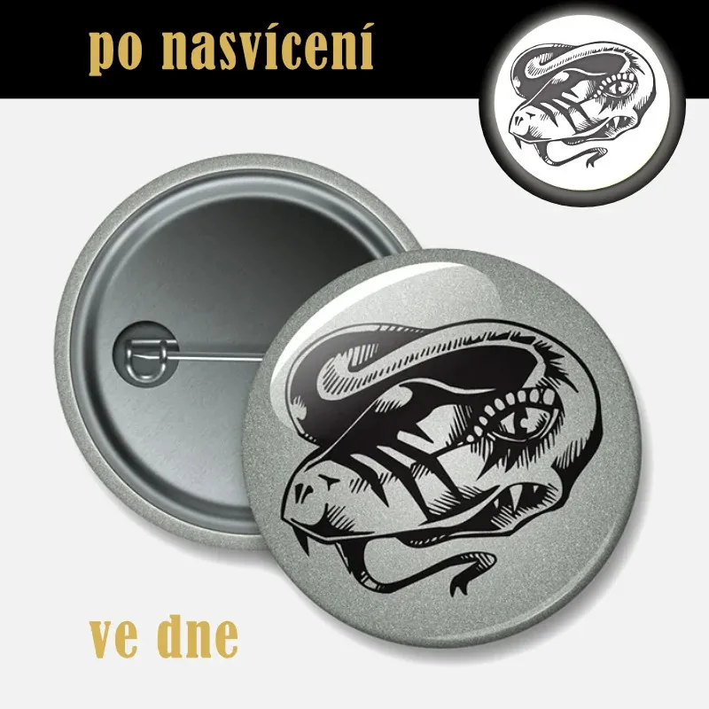 Reflexní odznak Had 44 mm – bezpečnostní placka na batoh s motivem kobry.
