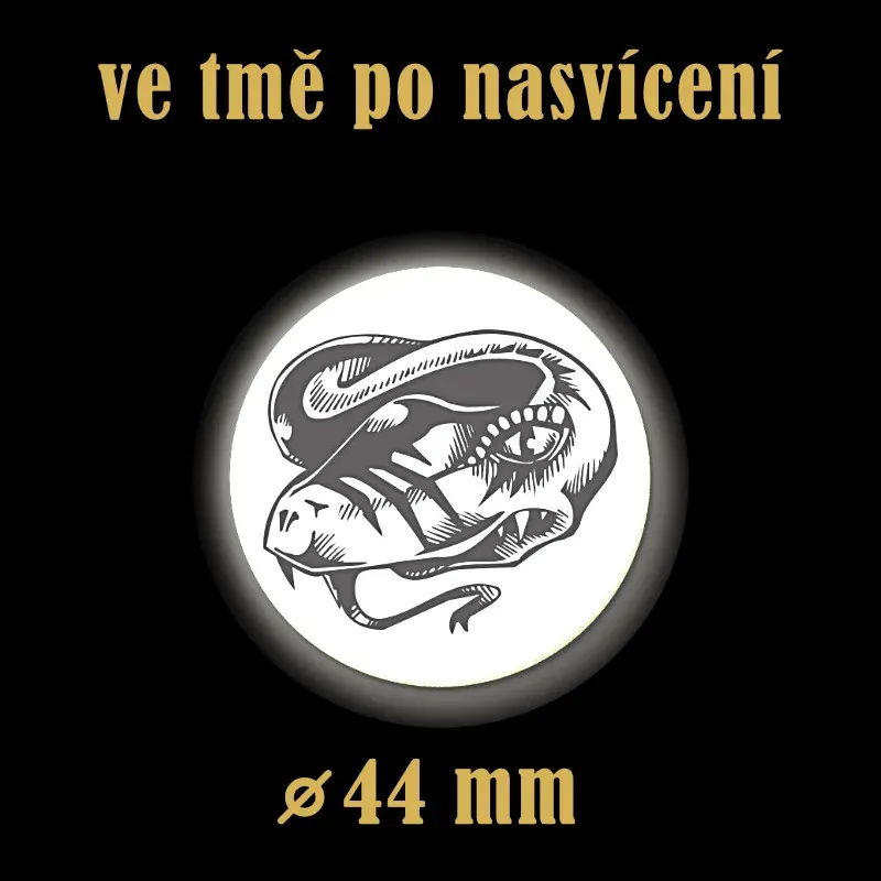 Reflexní odznak Had 44 mm – bezpečnostní placka na batoh pro zvýšení viditelnosti.