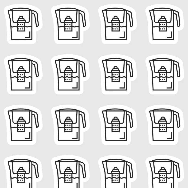 Samolepky do diáře: Výměna filtru ve filtrační konvici – 24 černobílých ikon.