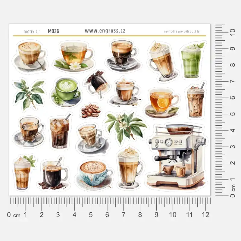 Samolepky do diáře Káva a čaj – Akvarelové nálepky jako připomínka, že je čas zpomalit.