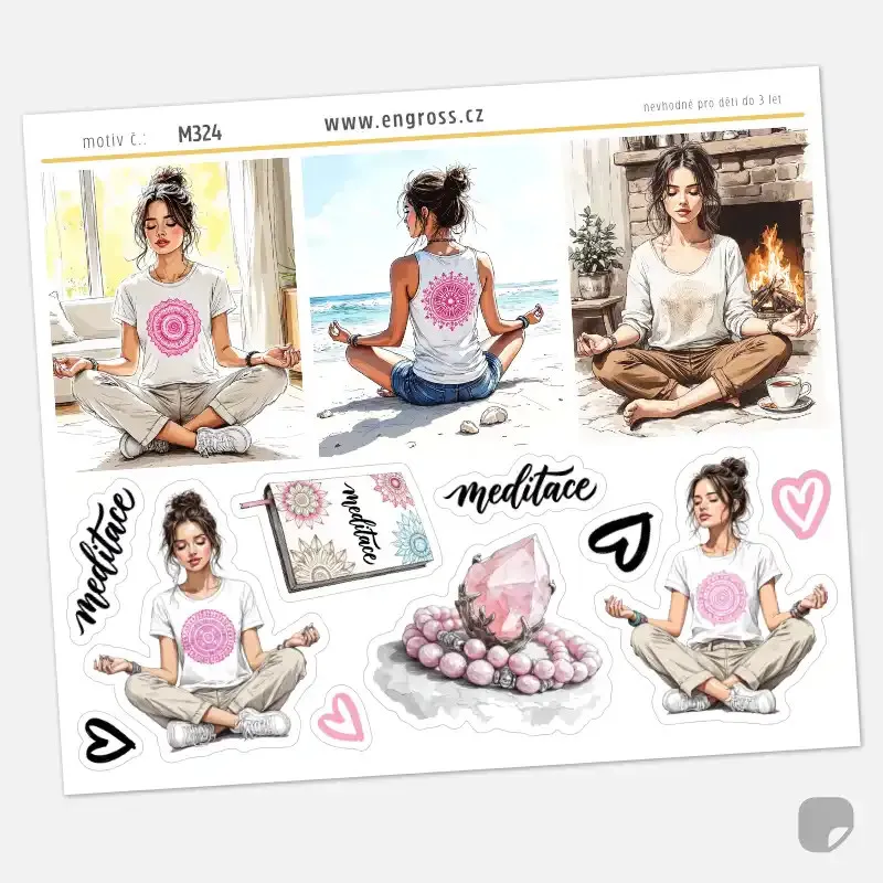 Samolepky do diáře Meditace: Růženín – Minerály a seberozvoj.