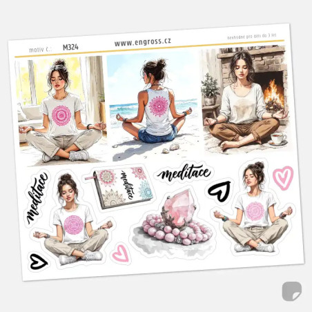 Samolepky do diáře Meditace: Růženín – Minerály a seberozvoj.