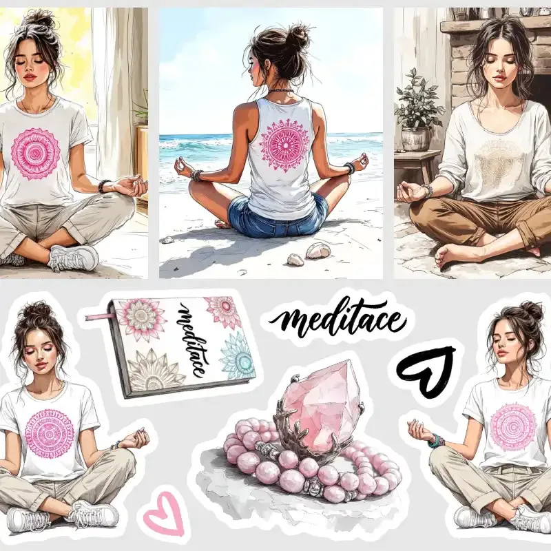 Samolepky do diáře Meditace: Růženín – pro diář, deník, bullet i scrapbooking.