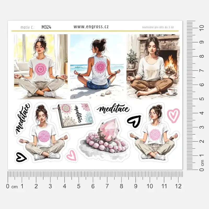 Samolepky do diáře Meditace: Růženín – nálepky pro harmonii a osobní rozvoj.