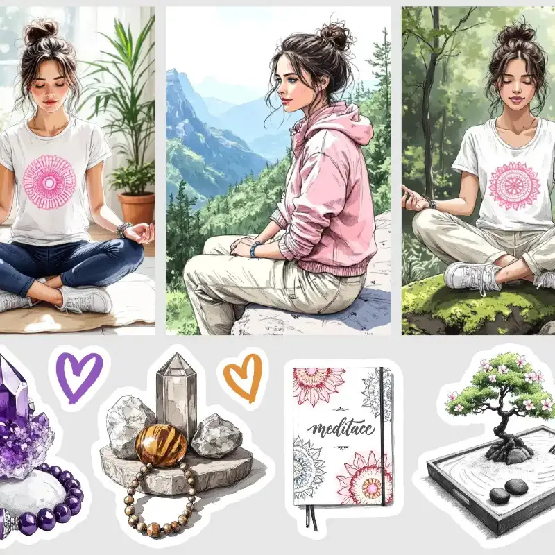 Samolepky do diáře Meditace: Záhněda – meditační nálepky pro diář, deník, bullet i scrapbooking.