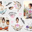 Samolepky do diáře Meditace: Křišťál – pro diář, deník, bullet i scrapbooking.