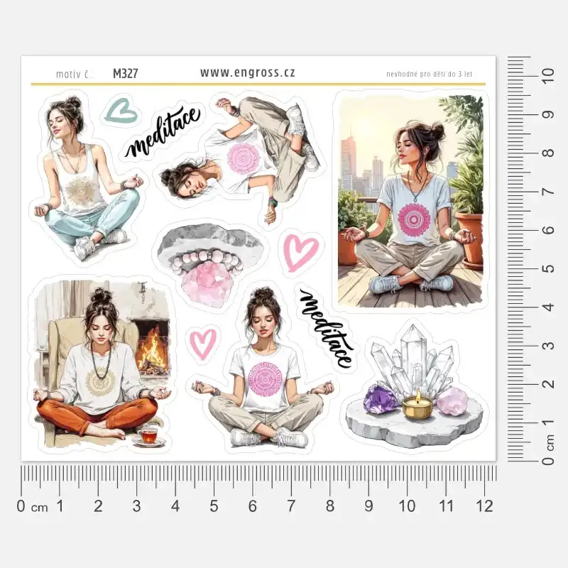 Samolepky do diáře Meditace: Křišťál – Krystaly a rituály. Nálepky pro journaling a papírové tvoření.