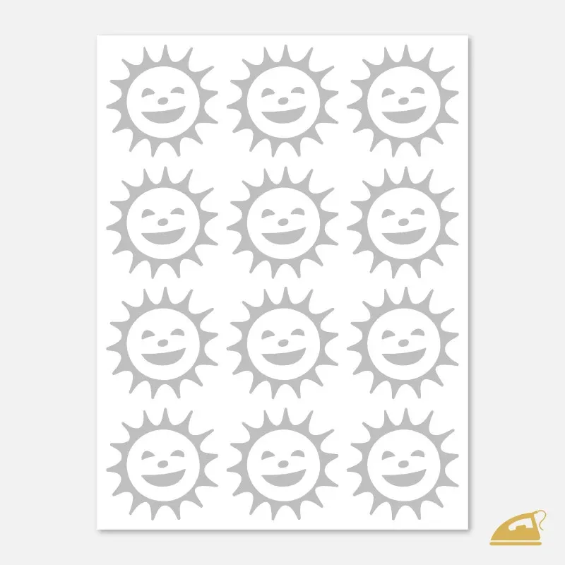 Reflexní nažehlovačky Usměvavá sluníčka – sada 12 ks pro děti.