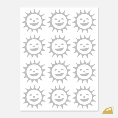 Reflexní nažehlovačky Usměvavá sluníčka – sada 12 ks pro děti.