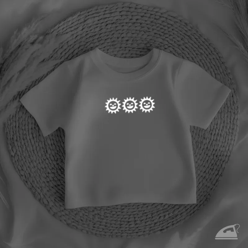 Reflexní nažehlovačky Sluníčko – sada 12 ks pro zvýšení viditelnosti za šera a tmy.