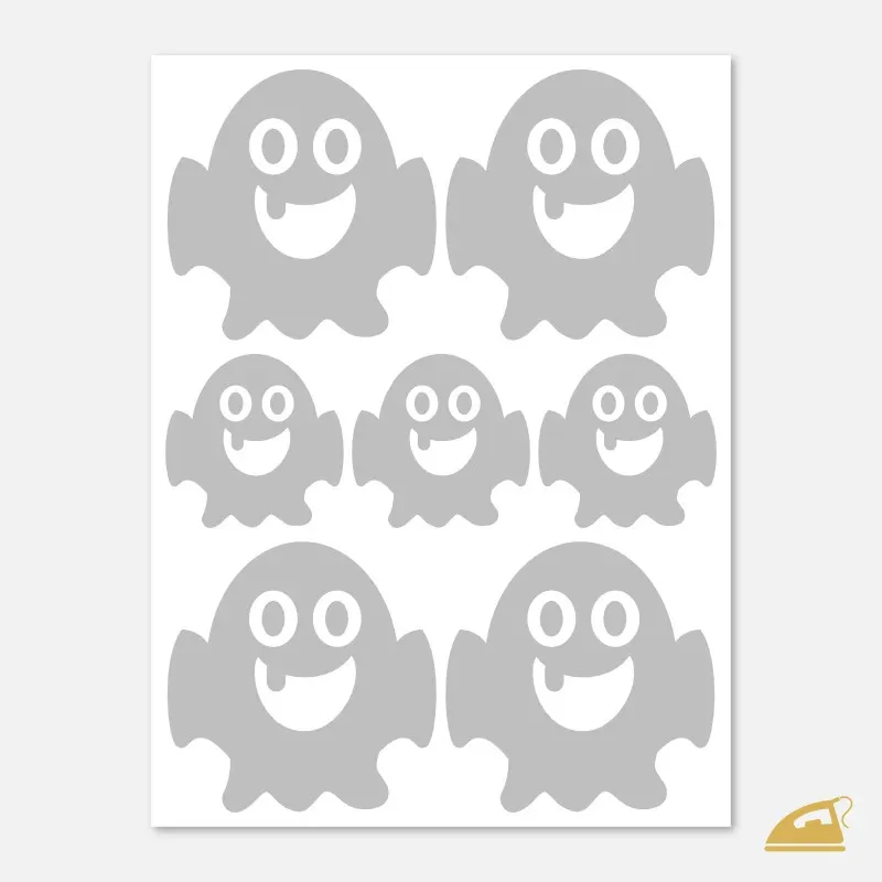 Reflexní nažehlovačka Strašidlo pro děti – sada 7 ks motivů na bundy a batohy.