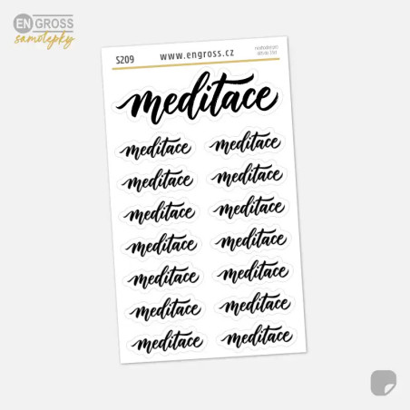 Samolepky do diáře: Meditace – Kaligrafické nápisy a nadpis do deníku.