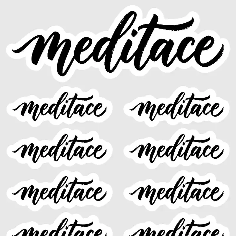 Samolepky Meditace: Kaligrafický nadpis do diáře, deníku, bullet journalu i na scrapbooking.