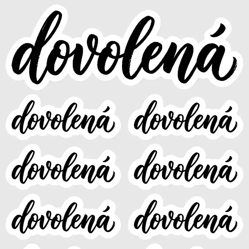 Samolepky do diáře DOVOLENÁ – Kaligrafické nápisy ve dvou velikostech pro větší variiabilitu při tvorbě diáře.