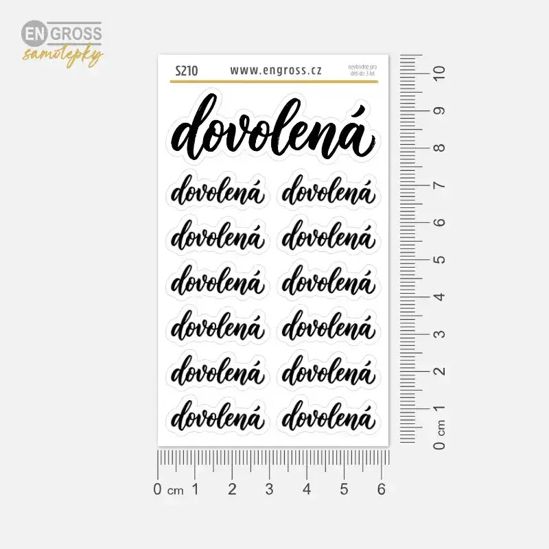 Samolepky do diáře DOVOLENÁ – Kaligrafické nápisy do diáře, bulletu, deníku i na scrapbooking.