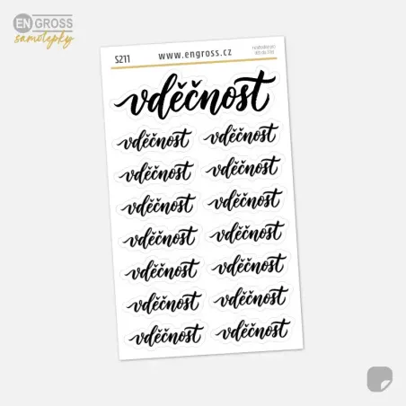 Samolepky do diáře VDĚČNOST – Kaligrafické nápisy a nadpis pro journaling.