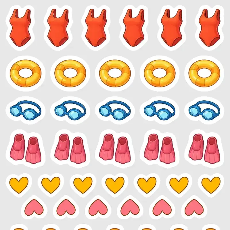 Samolepky do diáře: Plavání a bazén – 52 ks miniaturních nálepek pro i ty nejmenší diáře.