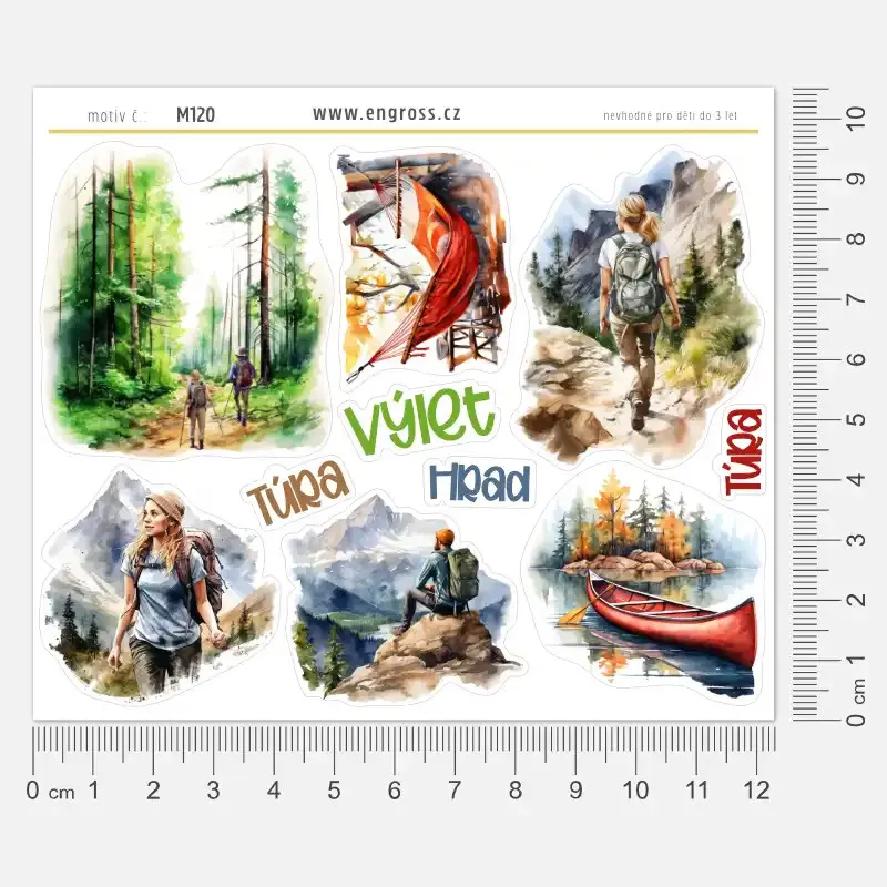 Samolepky do diáře: Turistika a výlety – nálepky do diáře, deníku, bulletu i na scrapbooking.