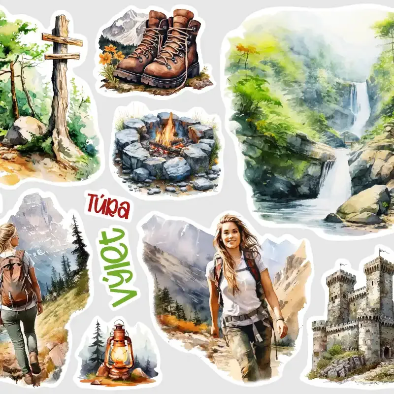 Samolepky do diáře Turistika - Výlety. Ideální pro diář, deník, bullet journal i scrapbooking.