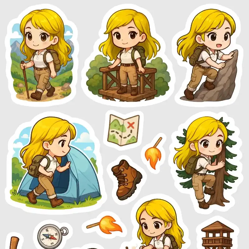 Samolepky do diáře: Táboření a turistika – mini nálepky do všech velikostí diáře.