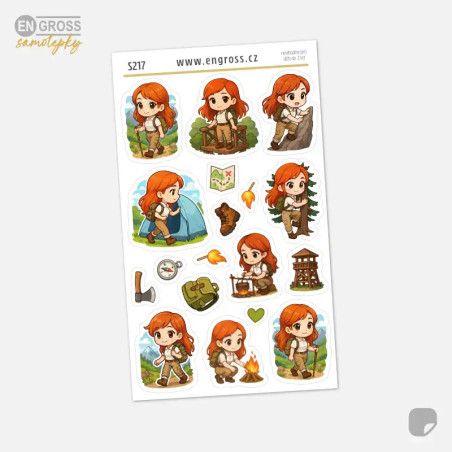 Samolepky do diáře: Táboření a turistika – Zrzka (17 ks nálepek).