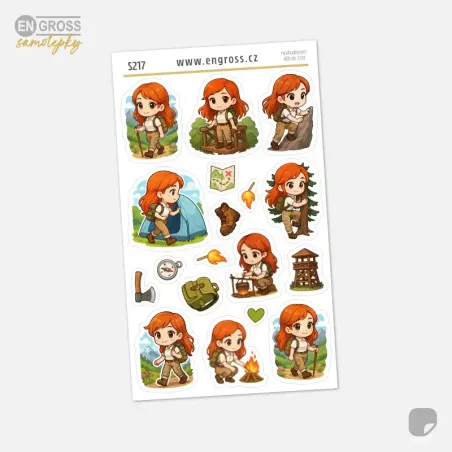 Samolepky do diáře: Táboření a turistika – Zrzka (17 ks nálepek).