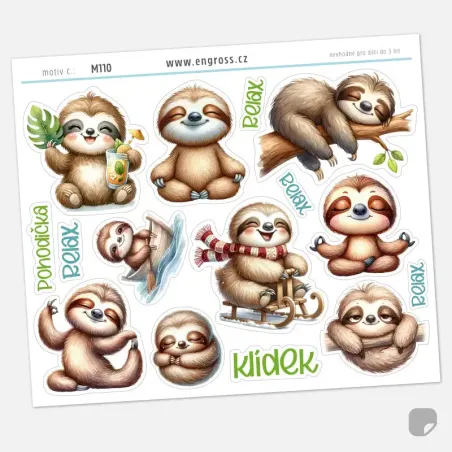 Samolepky s lenochody.