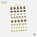 Samolepky do diáře: Táboření a turistika – 46 ks mini ikonek pro plánování.