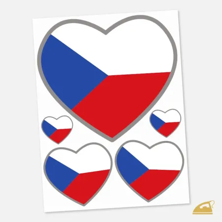 Nažehlovačka Česká vlajka Srdce – sada 5 ks na textil pro fanoušky i týmy.