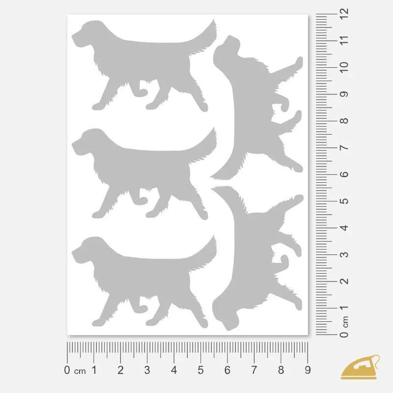 Reflexní nažehlovačka Pes Zlatý retrívr – sanadné nažehlení žehličkou v domácích podmínkách.