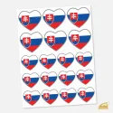Nažehlovačka Slovenská vlajka Mini srdíčka – sada 18 ks na textil.