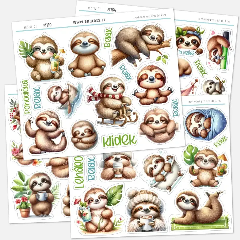 Kolekece samolepek lenochodi.