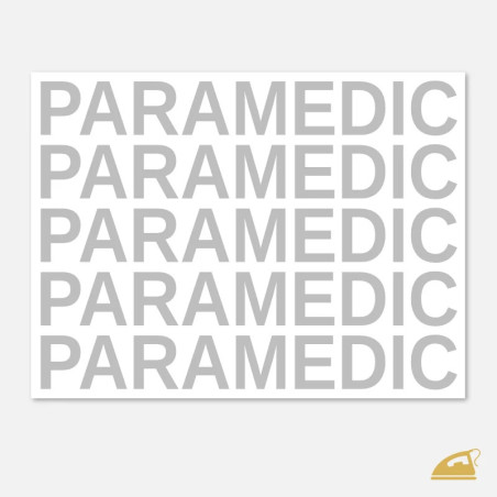 Reflexní nažehlovačka PARAMEDIC – sada 5 ks profesních nápisů na záchranářské oděvy a vesty (9x12 cm).