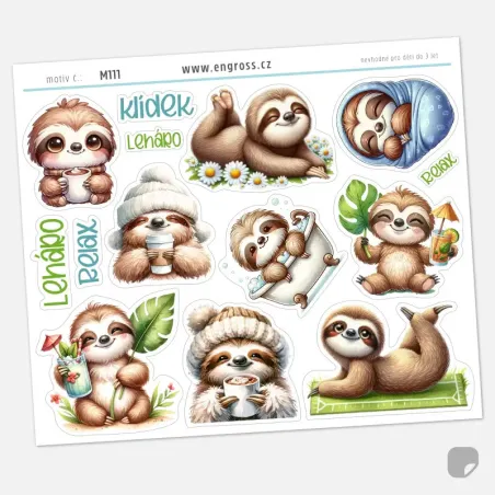 Samolepky veselí lenochodi.