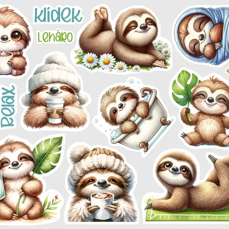 Nálepky veselí lenochodi.