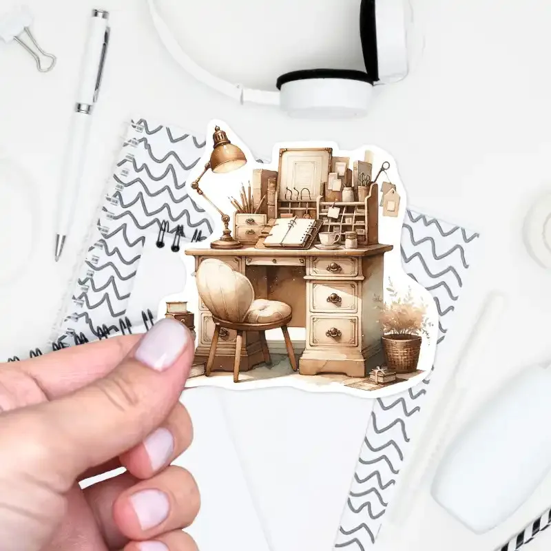 Samolepka do diáře: Plánovací koutek – jemná vintage kresba.