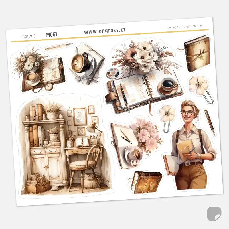 Samolepky do diáře: Vintage plánování a tvořivý koutek – Akvarel.