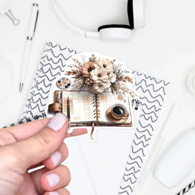 Samolepka do diáře: Vintage diář - něžná watercolor ilustrace.