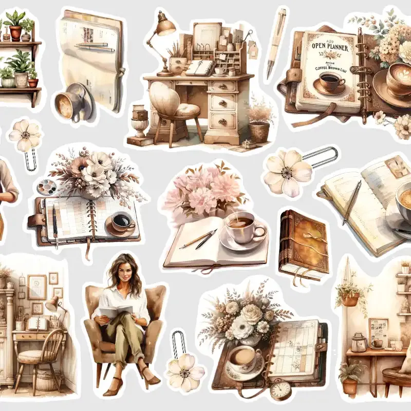 Samolepky do diáře: Kreativní koutek – aršík menších samolepek pro majitelky malých diářů.