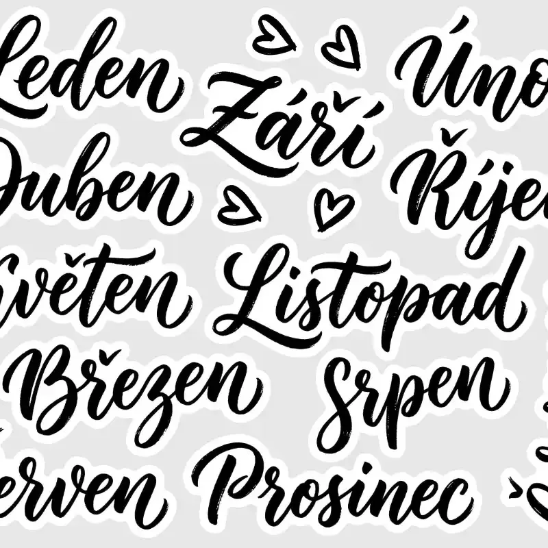 Samolepky do diáře: Názvy měsíců – Velké kaligrafické texty ideální pro bullet journal.