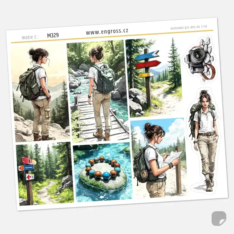 Samolepky do diáře: Horská túra s Miou – Dekorativní boxy.